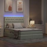 Letto con contenitore e LED Grigio chiaro 140 x 200 cm Velluto