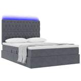 Letto con contenitore e LED Grigio scuro 140 x 200 cm Velluto
