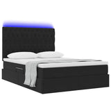 Letto con contenitore e LED Nero 140 x 200 cm Velluto