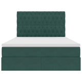 Letto con contenitore e LED Verde Scuro 140 x 200 cm Velluto