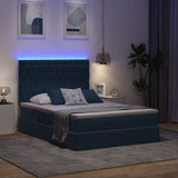 Letto con contenitore e LED Blu Scuro 140 x 200 cm Velluto