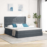 Letto con contenitore e LED Grigio scuro 160 x 200 cm Velluto