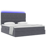 Letto con contenitore e LED Grigio scuro 160 x 200 cm Velluto
