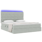 Letto con contenitore e LED Grigio chiaro 180 x 200 cm Velluto