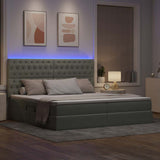 Letto con contenitore e LED Grigio chiaro 200 x 200 cm Velluto