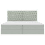 Letto con contenitore e LED Grigio chiaro 200 x 200 cm Velluto