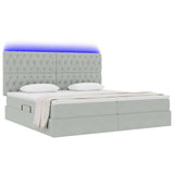 Letto con contenitore e LED Grigio chiaro 200 x 200 cm Velluto