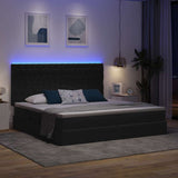 Letto con contenitore e LED Grigio scuro 200 x 200 cm Velluto