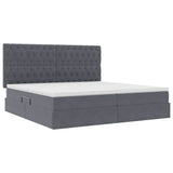 Letto con contenitore e LED Grigio scuro 200 x 200 cm Velluto