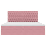 Letto con contenitore e LED Rosa 200 x 200 cm Velluto