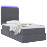 Letto con contenitore e LED Grigio scuro 90 x 200 cm Velluto