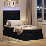 Letto con contenitore e LED con led Nero 90 x 200 cm Velluto