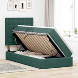 Letto con contenitore e LED Verde Scuro 90 x 200 cm Velluto