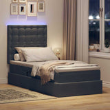 Letto con contenitore e LED Grigio scuro 100 x 200 cm Velluto