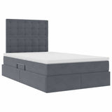 Letto con contenitore e LED Grigio scuro 120 x 200 cm Velluto