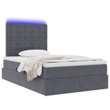 Letto con contenitore e LED Grigio scuro 120 x 200 cm Velluto