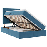 Letto con contenitore e LED Blu Scuro 120 x 200 cm Velluto