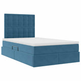 Letto con contenitore e LED Blu Scuro 120 x 200 cm Velluto