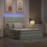 Letto con contenitore e LED Grigio chiaro 140 x 200 cm Velluto