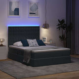 Letto con contenitore e LED Grigio scuro 140 x 200 cm Velluto