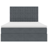 Letto con contenitore e LED Grigio scuro 140 x 200 cm Velluto