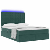 Letto con contenitore e LED Verde Scuro 140 x 200 cm Velluto