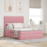 Letto con contenitore e LED Rosa 140 x 200 cm Velluto