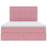 Letto con contenitore e LED Rosa 140 x 200 cm Velluto