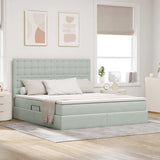 Letto con contenitore e LED Grigio chiaro 160 x 200 cm Velluto