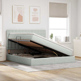 Letto con contenitore e LED Grigio chiaro 160 x 200 cm Velluto