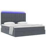 Letto con contenitore e LED Grigio scuro 160 x 200 cm Velluto