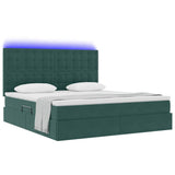 Letto con contenitore e LED Verde Scuro 160 x 200 cm Velluto