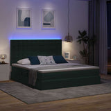 Letto con contenitore e LED Verde Scuro 180 x 200 cm Velluto