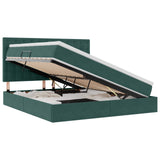 Letto con contenitore e LED Verde Scuro 180 x 200 cm Velluto
