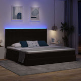Letto con luci a strisce a LED Nero 200 x 200 cm Velluto
