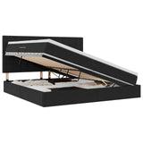 Letto con luci a strisce a LED Nero 200 x 200 cm Velluto