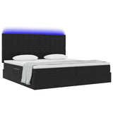 Letto con luci a strisce a LED Nero 200 x 200 cm Velluto