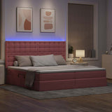 Letto con contenitore e LED Rosa 200 x 200 cm Velluto