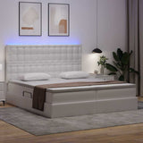 Letto con contenitore e LED Bianco Puro 180 x 200 cm