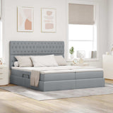 Letto con testiera Grigio chiaro 180 x 200 cm Tessuto
