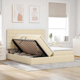 Letto con luci a strisce a LED Crema 200 x 200 cm Tessuto