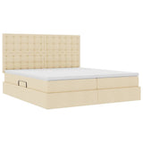 Letto con luci a strisce a LED Crema 200 x 200 cm Tessuto