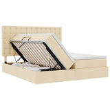 Letto con luci a strisce a LED Crema 200 x 200 cm Tessuto
