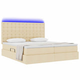 Letto con luci a strisce a LED Crema 200 x 200 cm Tessuto