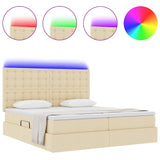 Letto con luci a strisce a LED Crema 200 x 200 cm Tessuto