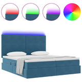 Letto con luci a strisce a LED Blu Scuro 180 x 200 cm Velluto