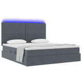 Letto con testiera Grigio scuro 200 x 200 cm Velluto
