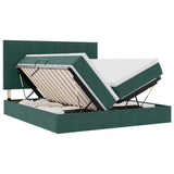 Letto con luci a strisce a LED Verde Scuro 180 x 200 cm Velluto