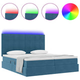 Letto con luci a strisce a LED Blu Scuro 180 x 200 cm Velluto