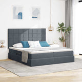 Letto con strisce LED Grigio scuro 200 x 200 cm Velluto